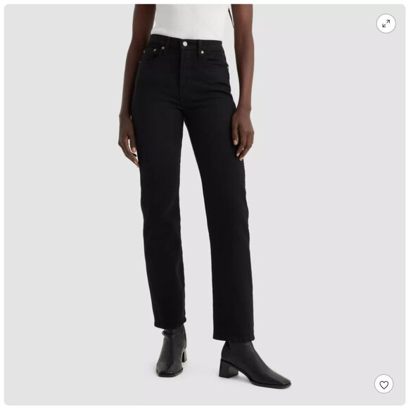 Levi's Women's High Rise Wedgie Straight Cropped Jeans - Black - 28 X 28 - Picture 1 of 5